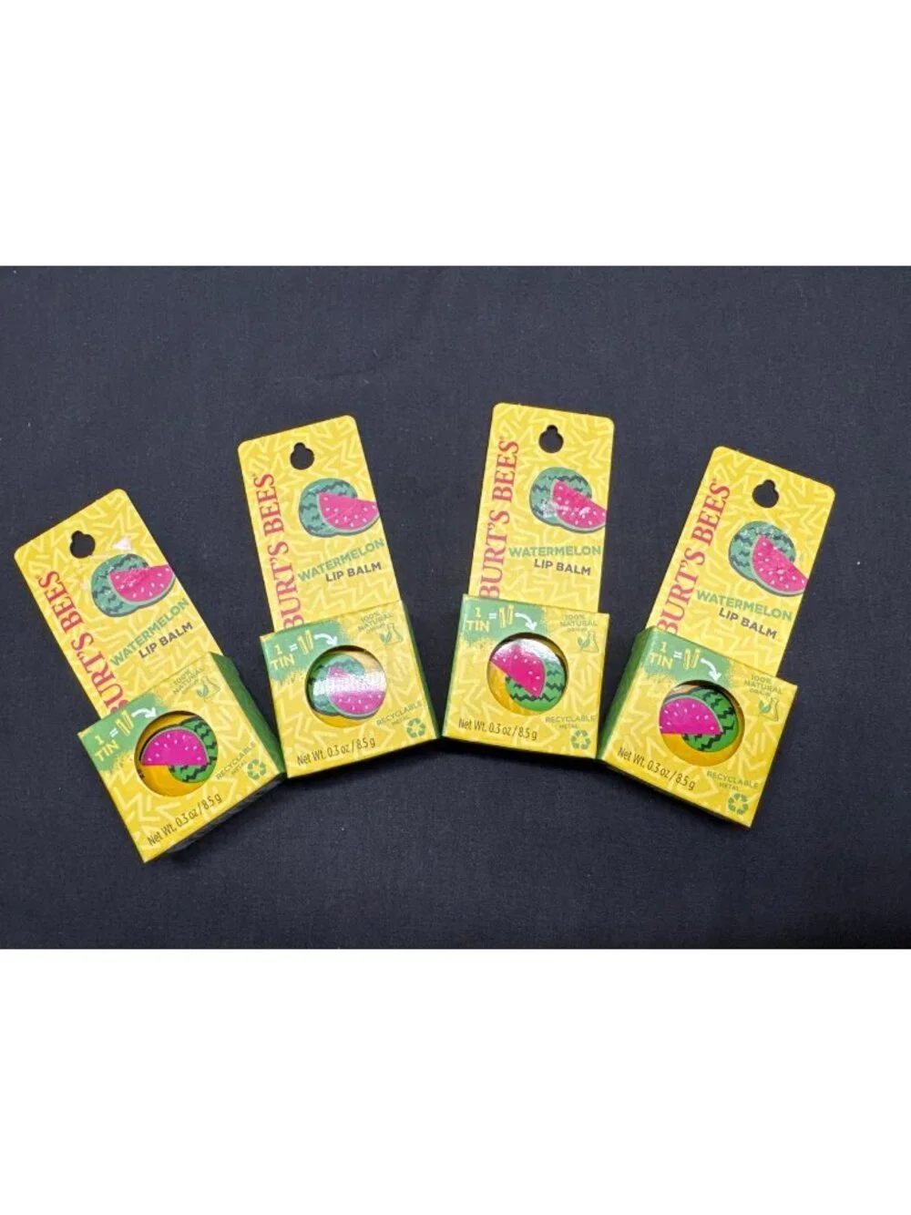 Burts Bees Watermelon Lip Balm Tin 0.3 Oz 100% Natural Recyclable Packaging